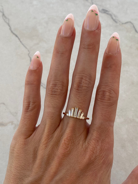 14K Baguette Lab Diamond Crown Ring