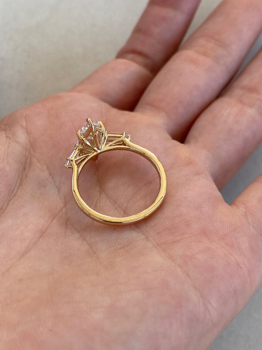 14K 2.38 TCW Step Cut Marquise Lab Grown Diamond Ring