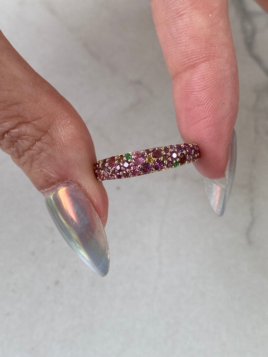 Vintage 14K Gold Multicolor Sapphire & Green Garnet Ring – 1.30 CTW
