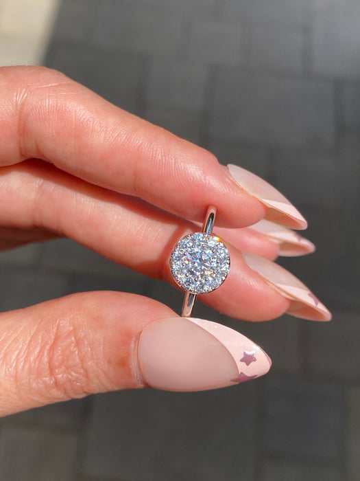 14K White Gold Lab Diamond Halo Ring