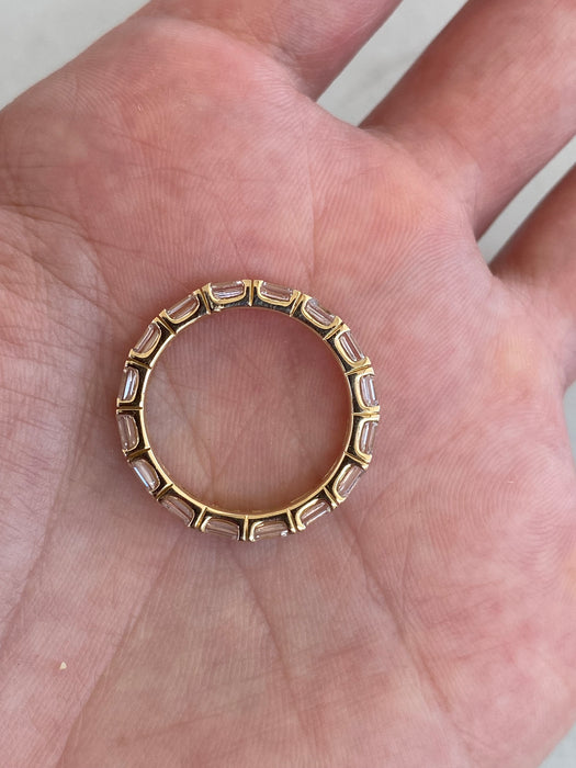 14K Gold 3 Carat Emerald Cut Lab Eternity Ring Size 7