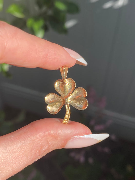 Vintage Michael Anthony 14K Gold Clover Charm Pendant 1985 – Four Leaf Lucky Charm