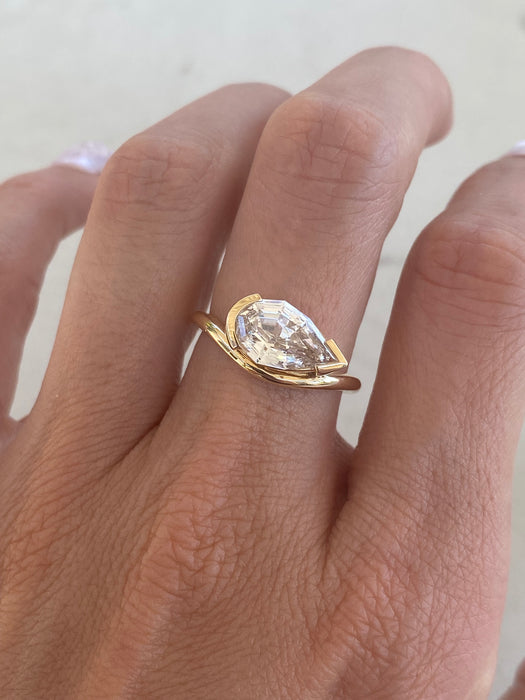 14K Gold 2.03ct IGI Certified Lab Diamond Pear Step-Cut Ring