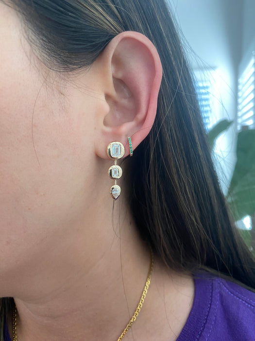 14k lab 2.2 carats diamond chunky bezel set earrings