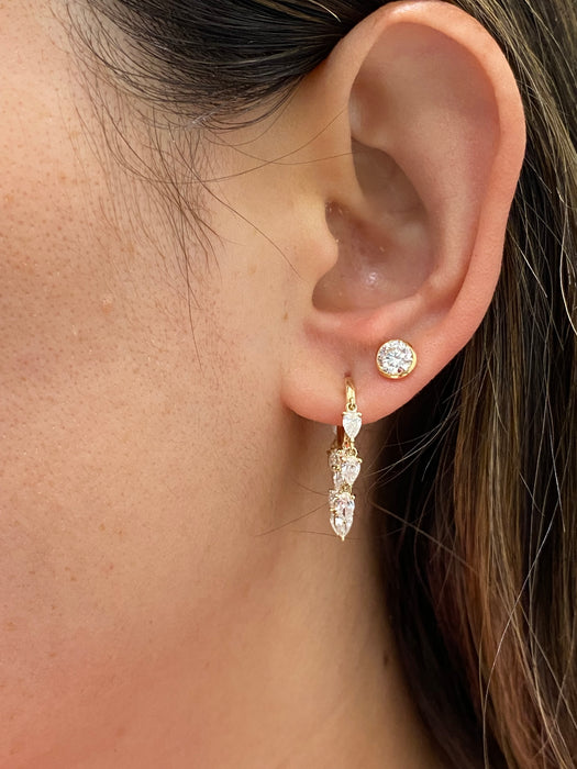 14K Gold Multi-Pear Lab Diamond Huggie Earrings