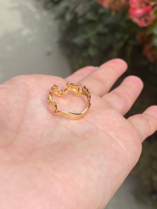 Custom preorder 14k dancing kitty cat ring