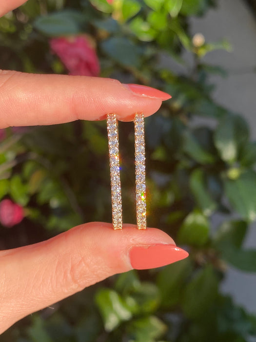 14k 2.5 carat lab diamond hoop earrings