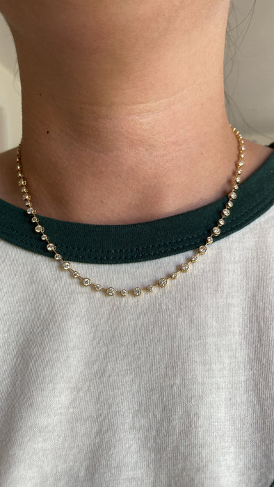 14K 4.34 TCW Natural Diamond Bezel-Set Tennis Necklace