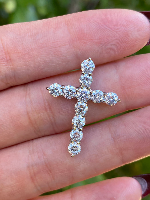 Platinum 900 2.02 tcw diamond cross pendant charm