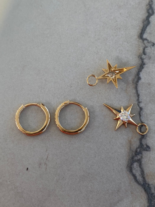 14K Reversible Lab Diamond North Star Huggie Earrings