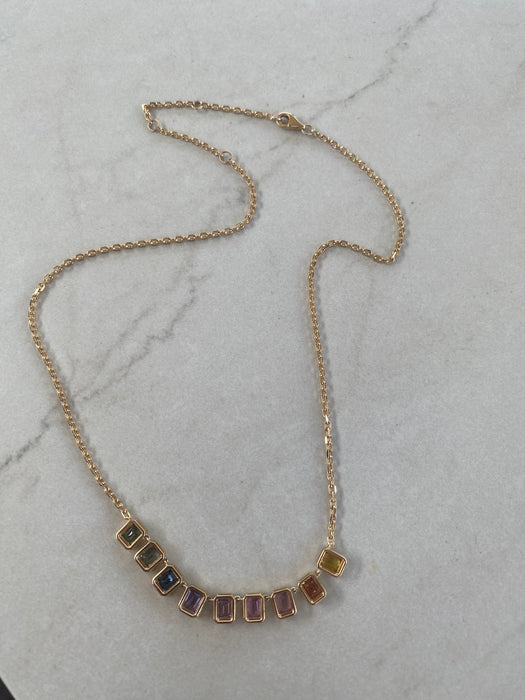 14K 4.6 Carat Rainbow Sapphire Necklace
