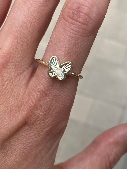 10k Fluted Rainbow Butterfly Ring