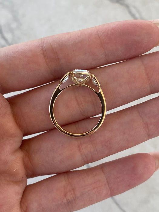14K Gold 2.57 TCW Cushion Lab Diamond Bezel Ring- IGI