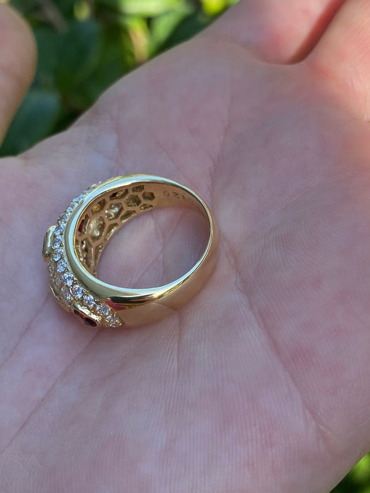 18k chubby donut garnet heart diamond ring size 7