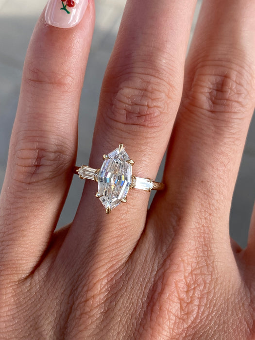 14K 2.38 TCW Step Cut Marquise Lab Grown Diamond Ring