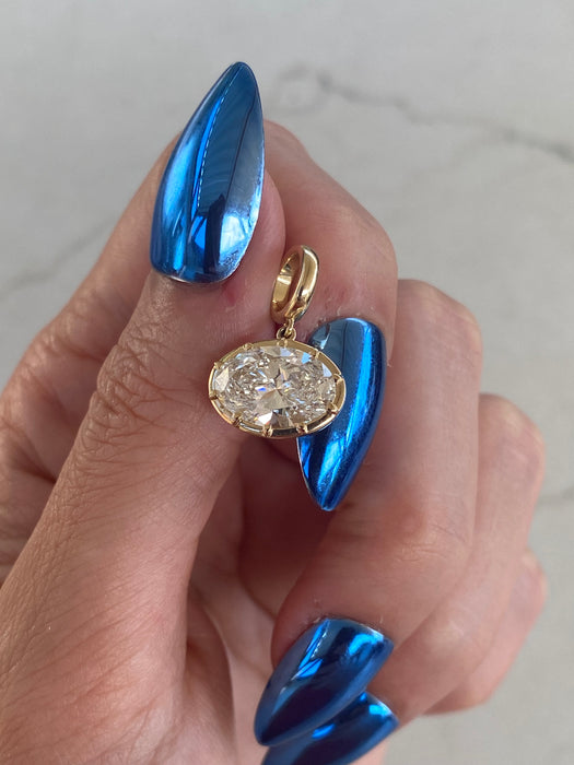 14K Gold 2.6 Carat Lab Diamond Oval Pendent