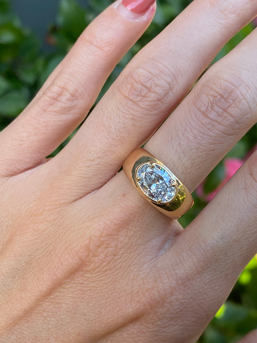 Blossom- 14k lab 2 carat oval east to west diamond ring size 7