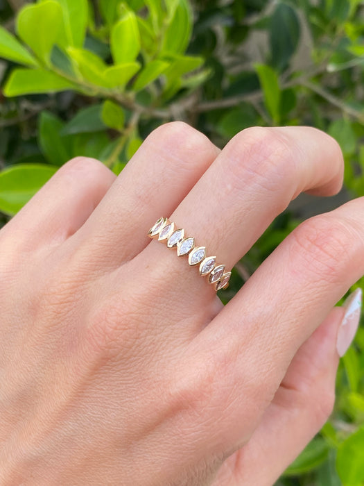 14K Bezel Set Marquise Lab Diamond Ring