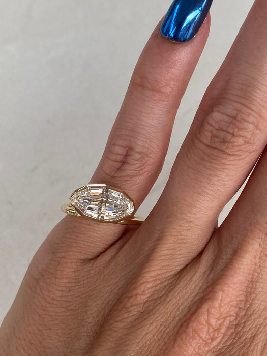14K Bezel-Set Oval Lab Diamond Ring