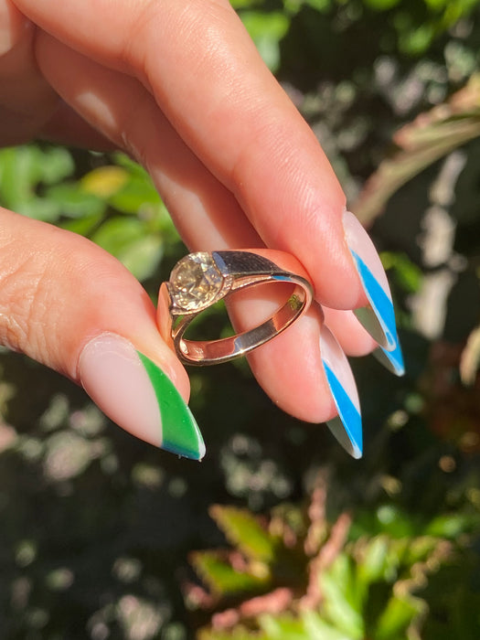 18k rose gold brown diamond ring size 6