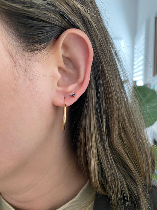 Vintage 14K Gold Etched Heart Hoop Earrings