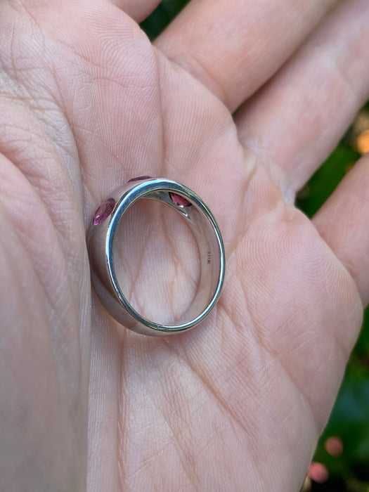Vintage 18K White Gold Pink Tourmaline Ring