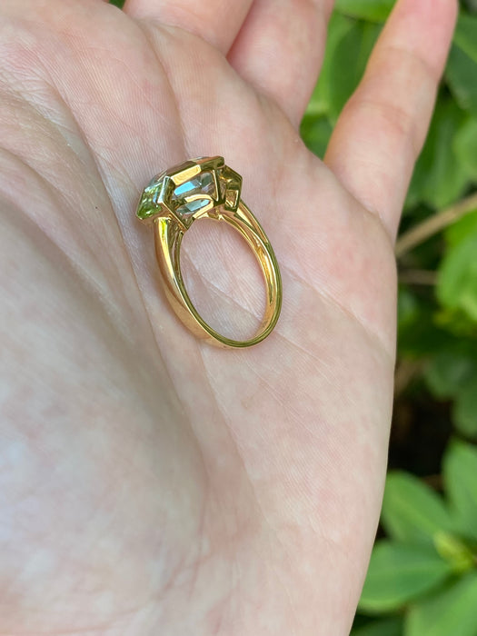 18k green amethyst peridot ring size 6.5