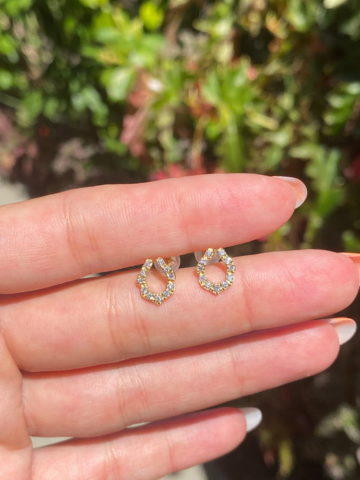 18k diamond horseshoe stud earrings