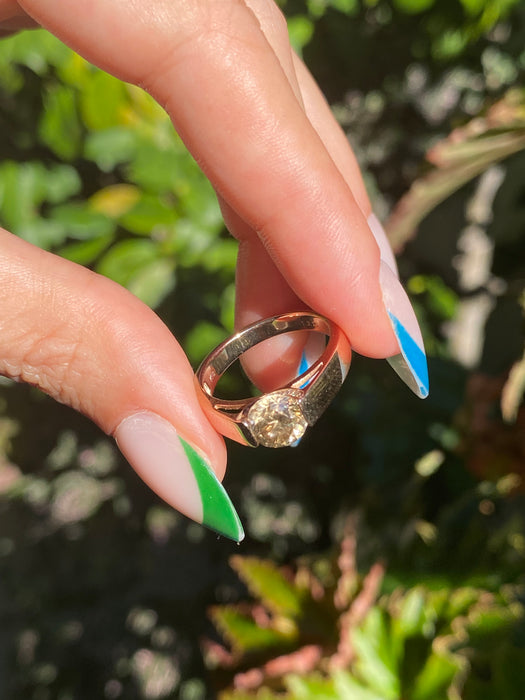 18k rose gold brown diamond ring size 6