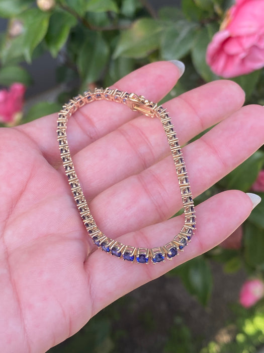 14k blue sapphire tennis bracelet