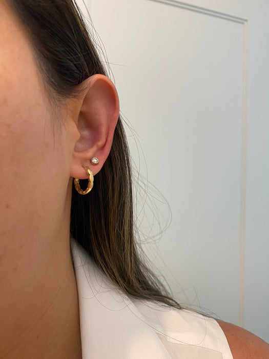 14k geometric huggie earrings