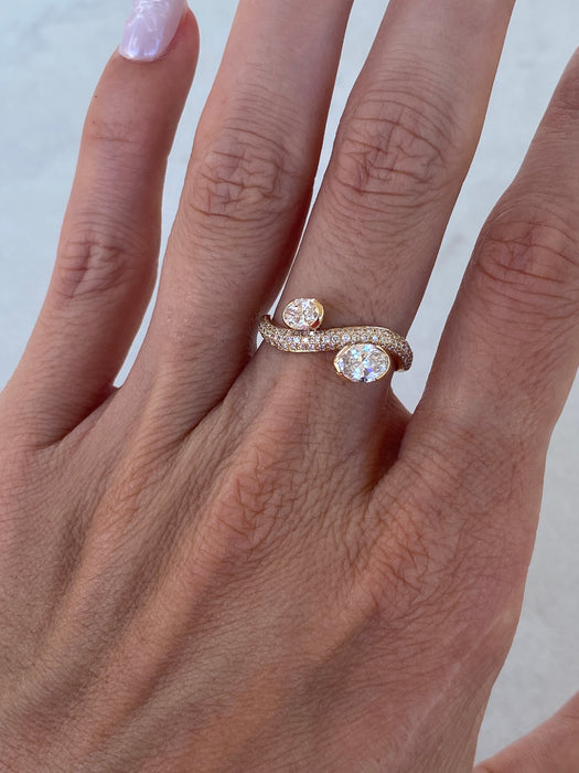 14K 1.2 TCW Wavy Lab Diamond Pavé Ring