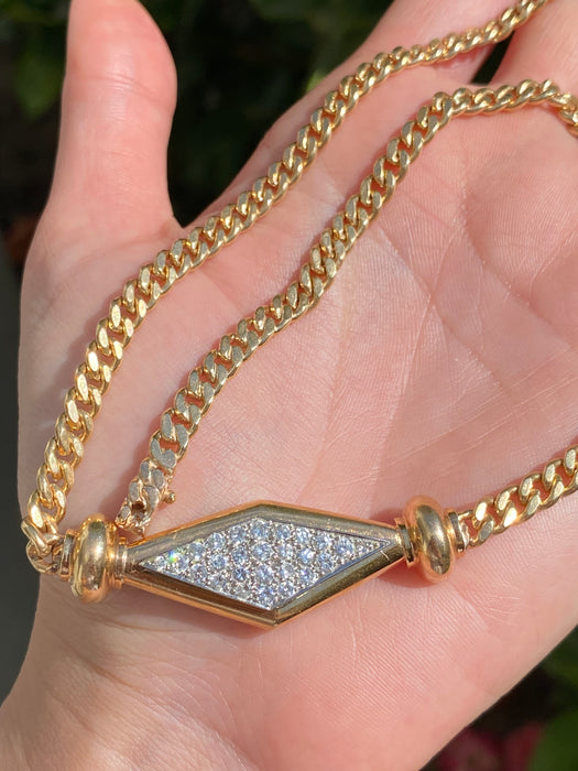 14k diamond curb necklace 16”