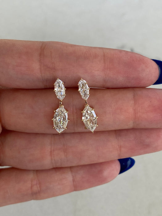 14K 2.9 TCW Step-Cut Marquise Lab Diamond Earrings- IGI Certified