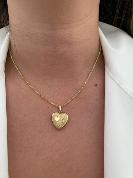 14K Gold Vintage Heart Locket Charm