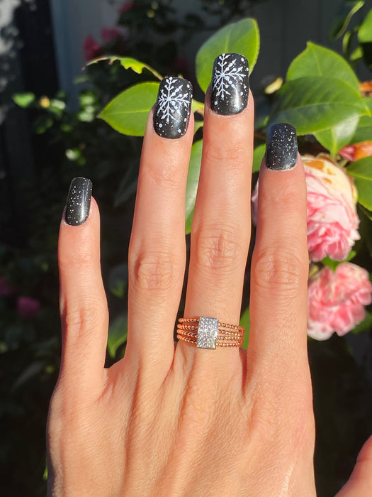 14k rose gold braided diamond ring size 6.75