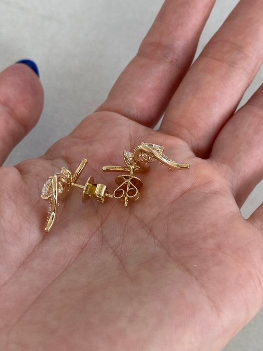 14K 2.2 TCW Lab Diamond Pear & Heart Ear Climber Earrings