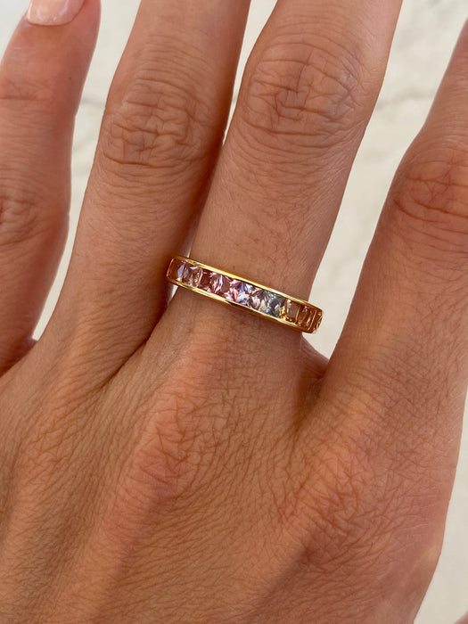 18K Pastel Sapphire Half Eternity Ring