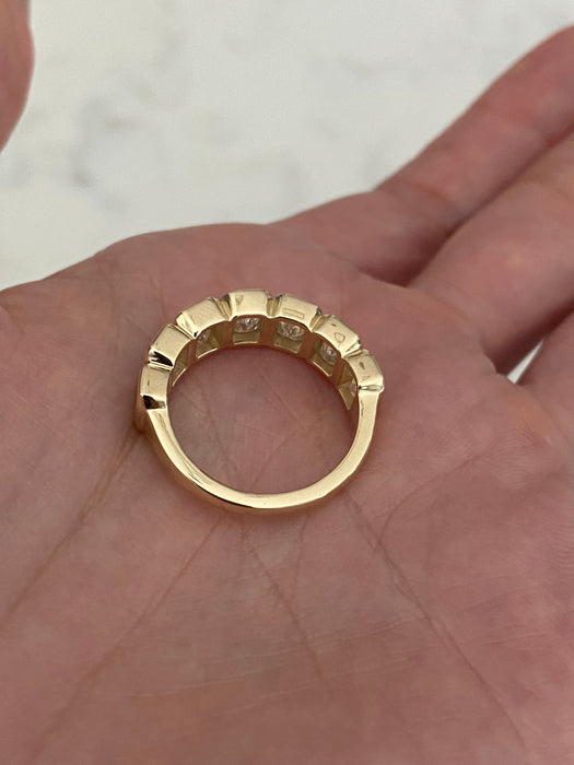 14K Bezel Set Emerald Cut 3 Carat Lab Diamond Band Ring