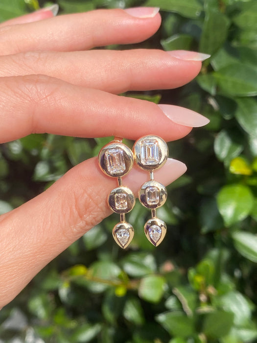 14k lab 2.2 carats diamond chunky bezel set earrings