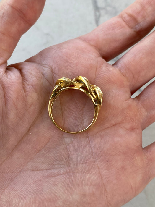 Vintage 18K Gold Baguette Diamond Braided Knot Ring, 0.90 CT