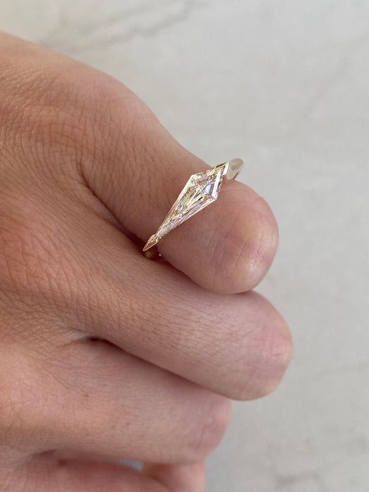 14K Step-Cut Elongated Kite Lab Diamond Ring