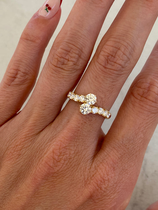 Vintage 18K Gold Natural Diamond Bypass Ring | 1.06 CTW Diamonds