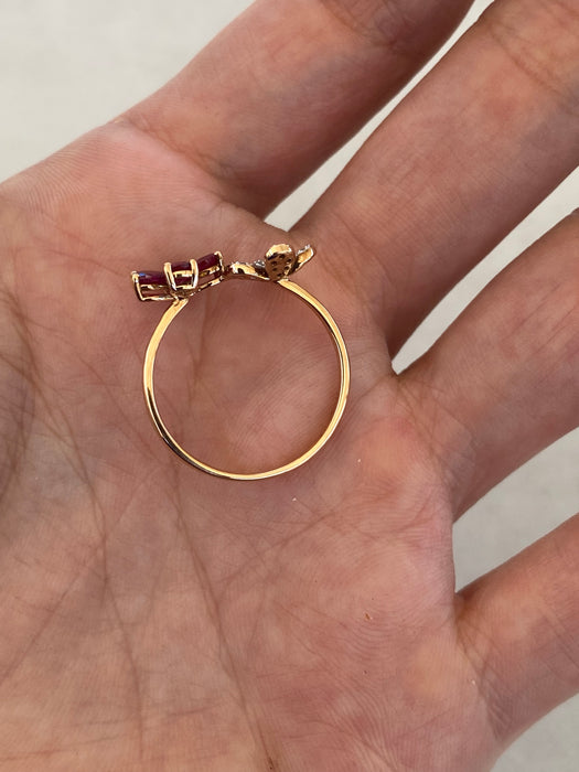 14K Rose Gold Ruby & Diamond Flower Ring