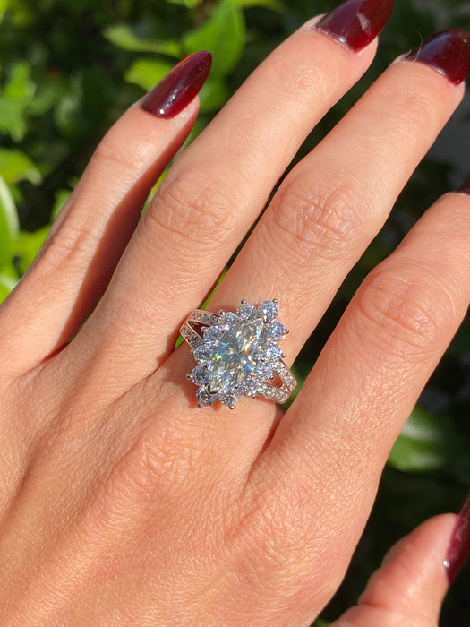 Platinum 900 3.83 tcw marquise diamond ring size 7