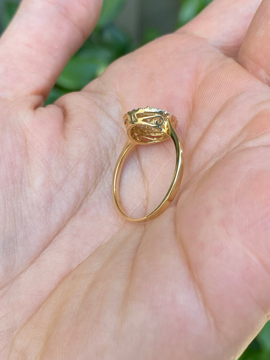 18k diamond round baguette ring size 7