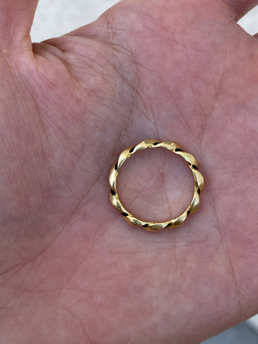Vintage 18K Gold Black Enamel Twist Eternity Ring