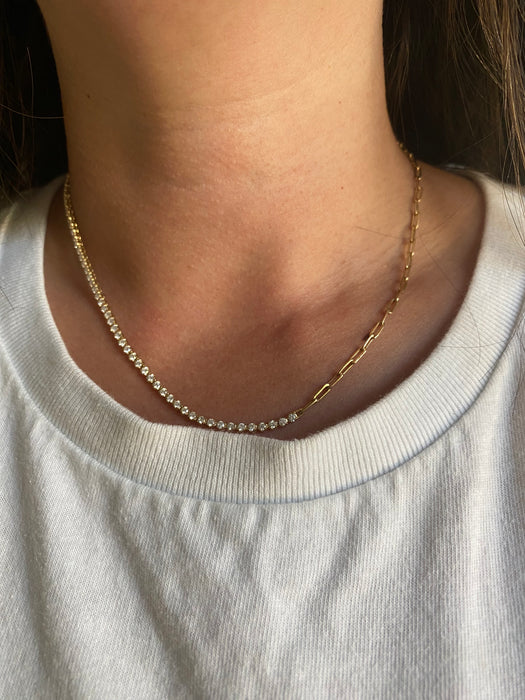 14K 1.8 TCW Natural Diamond & Paperclip Link Necklace 17”