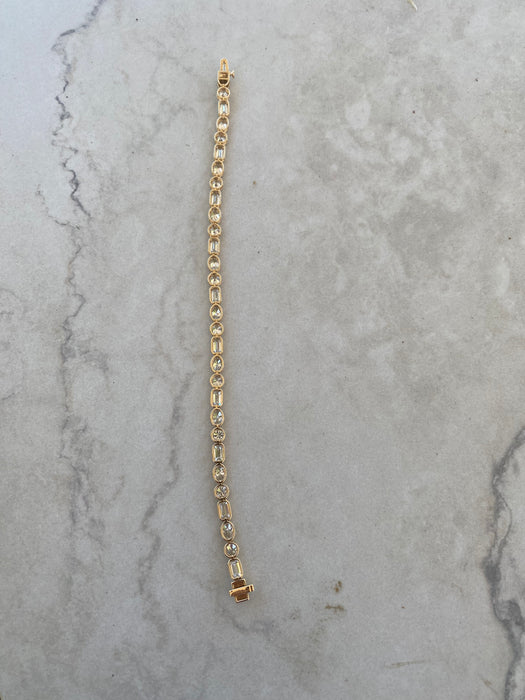 14K 7.8 TCW Lab Diamond Bezel-Set Tennis Bracelet