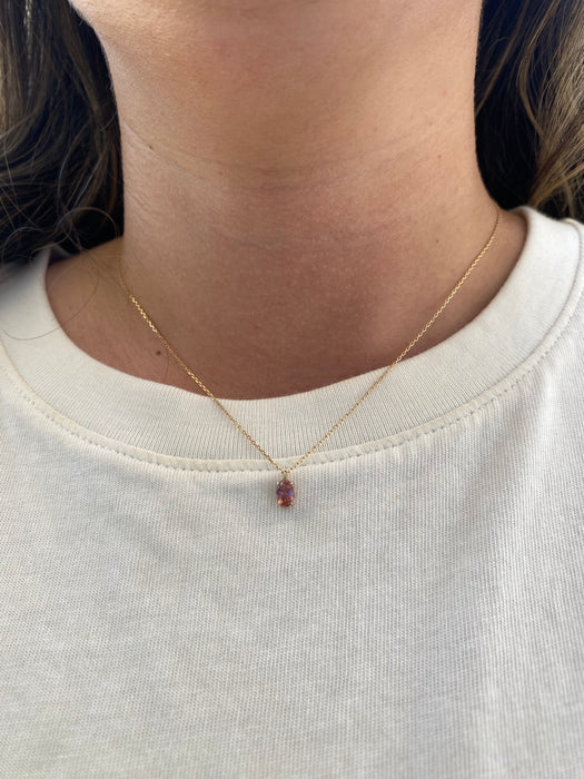 Vintage 10K Rose Gold Pink Tourmaline Necklace